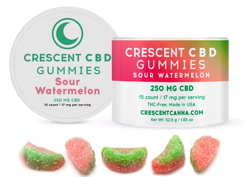 CBD Sour Watermelon Gummies - 17 mg CBD per Gummy