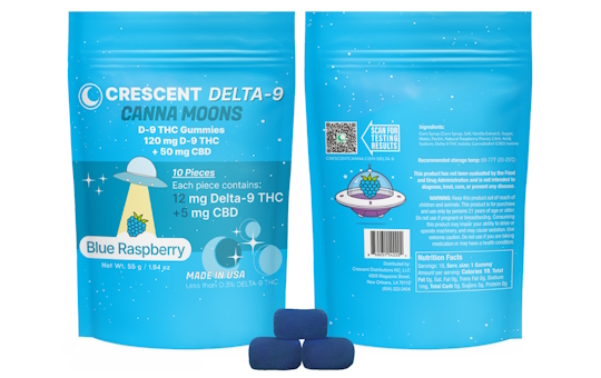 Blue Raspberry Canna Moons 12 mg THC Gummies