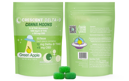 Green Apple Canna Moons 12 mg THC Gummies