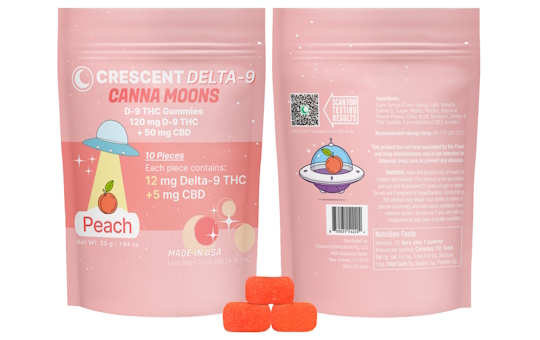 Peach Canna Moons 12 mg THC Gummies