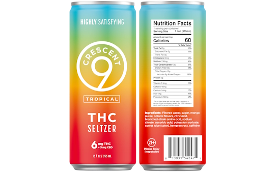 Tropical THC Seltzer front and back