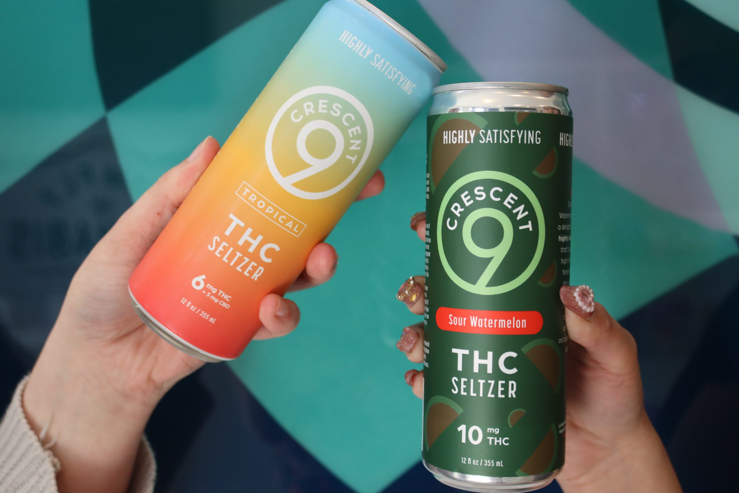 Crescent 9 Tropical THC Seltzer and Crescent 9 Sour Watermelon THC Seltzer 